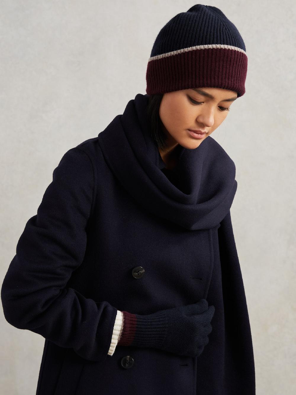 Reiss Wool-Blend Tipped Beanie In Navy