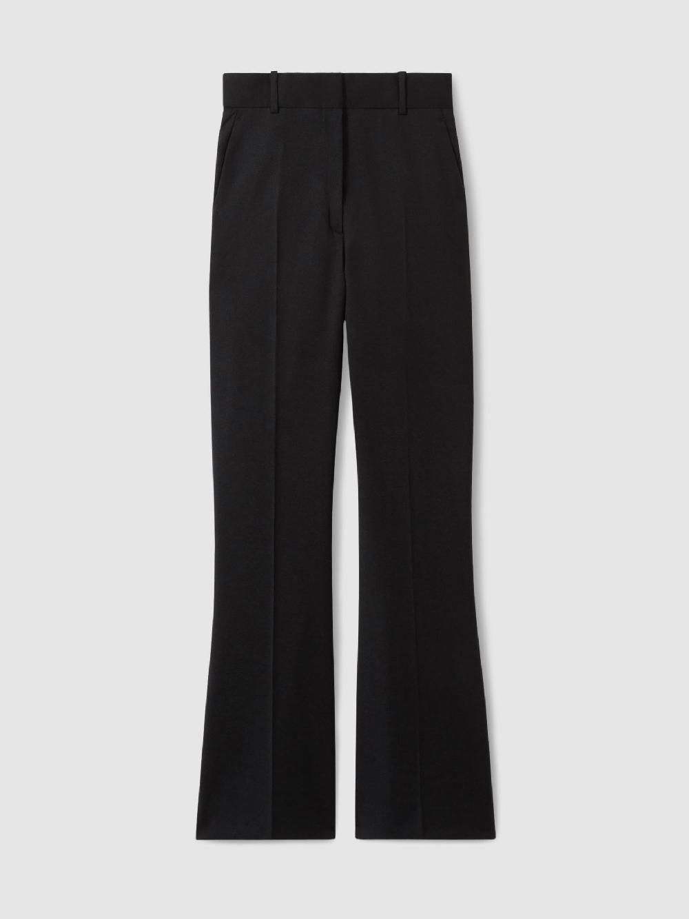 Reiss Wool-Blend Wide-Leg Suit Trousers In Black
