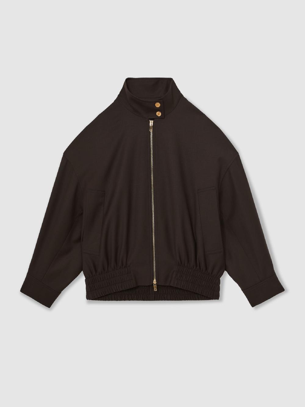 Reiss Wool Bomber Jacket In Chocolate Brown