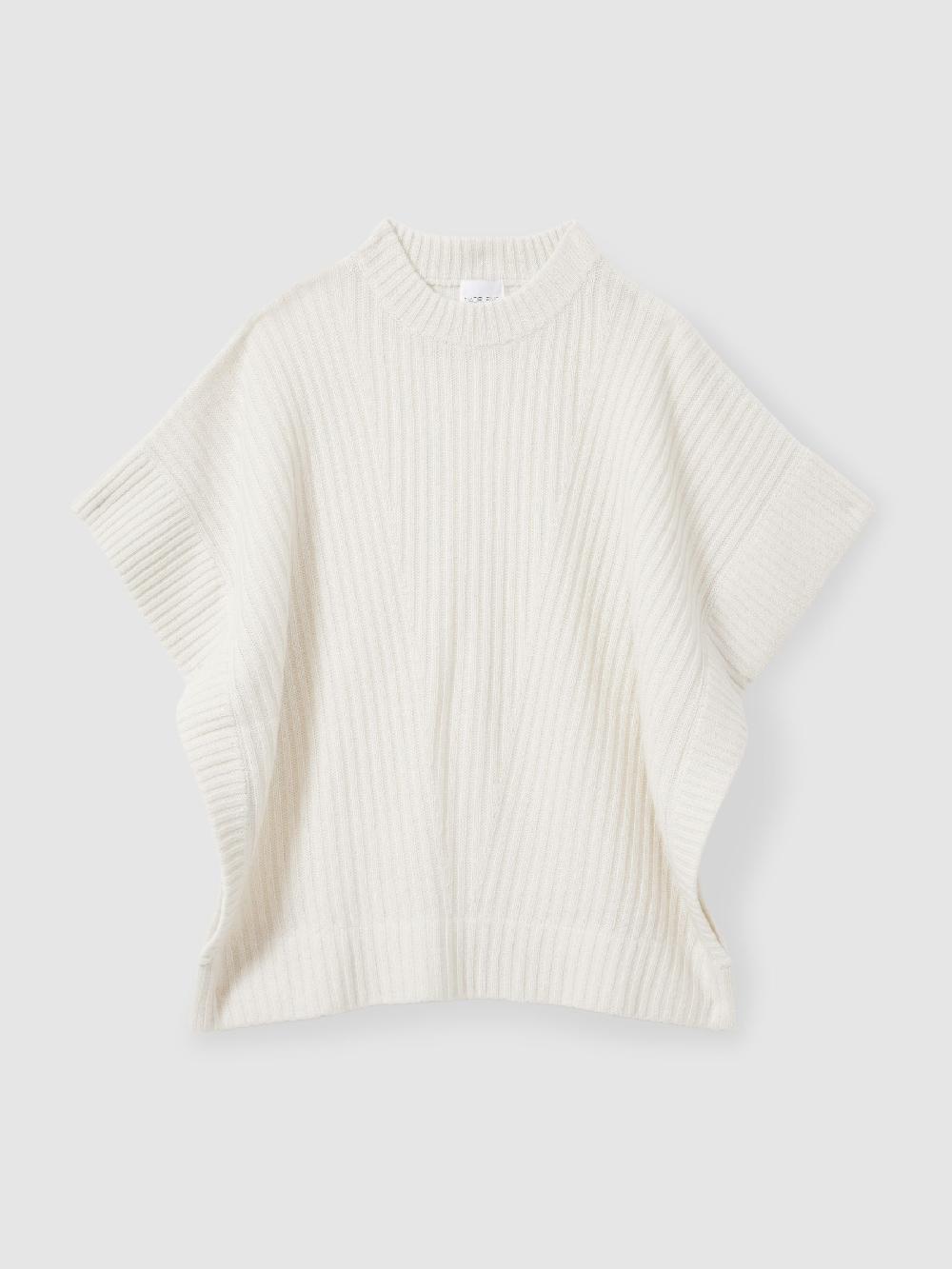 Reiss Wool Cashmere Ribbed Top In Cream