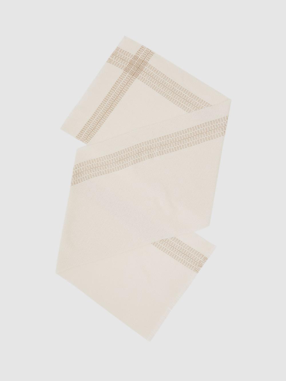Reiss Wool-Cashmere Textured Scarf In Cream
