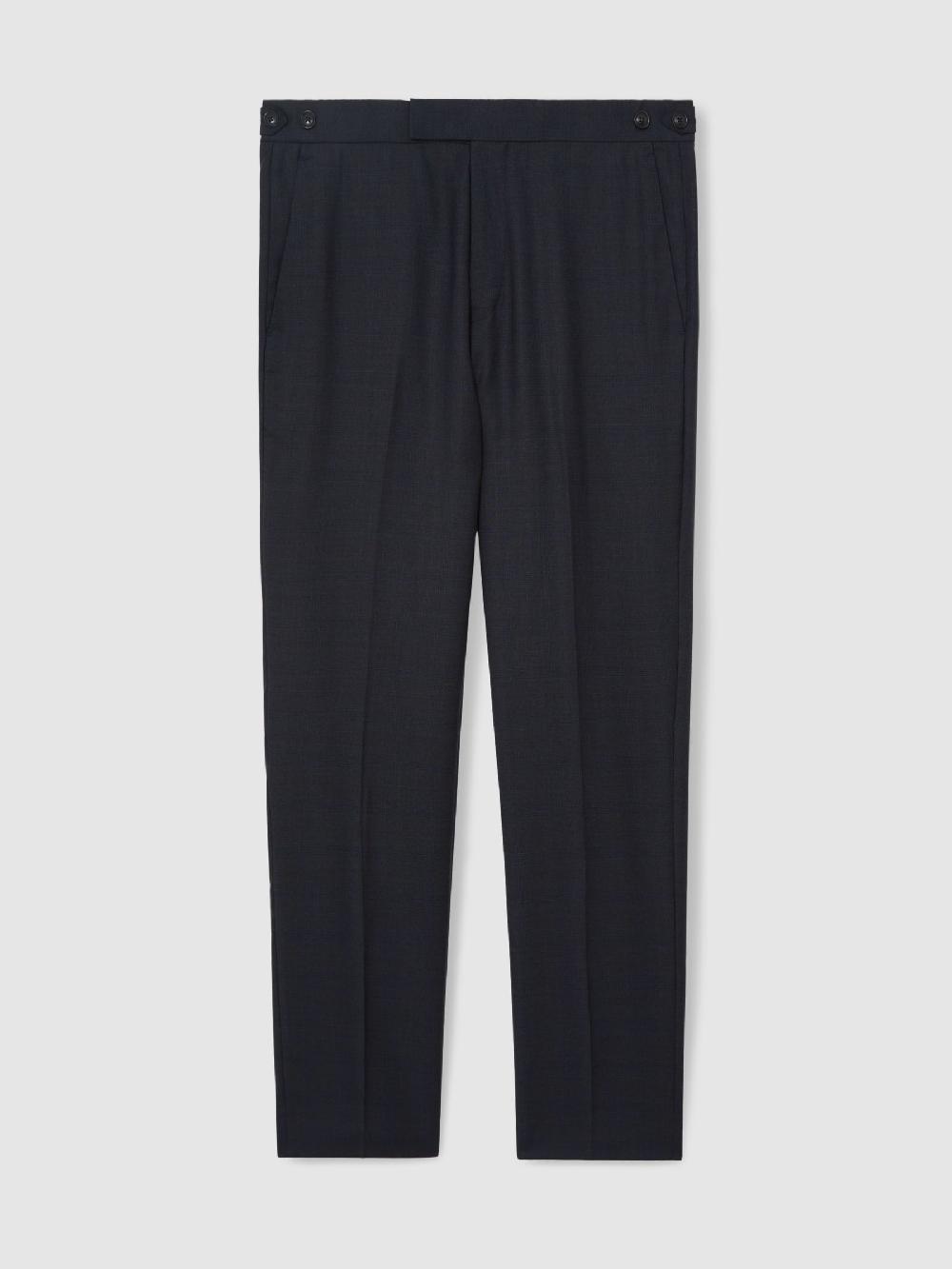 Reiss Wool Check Slim-Fit Suit Trousers In Navy
