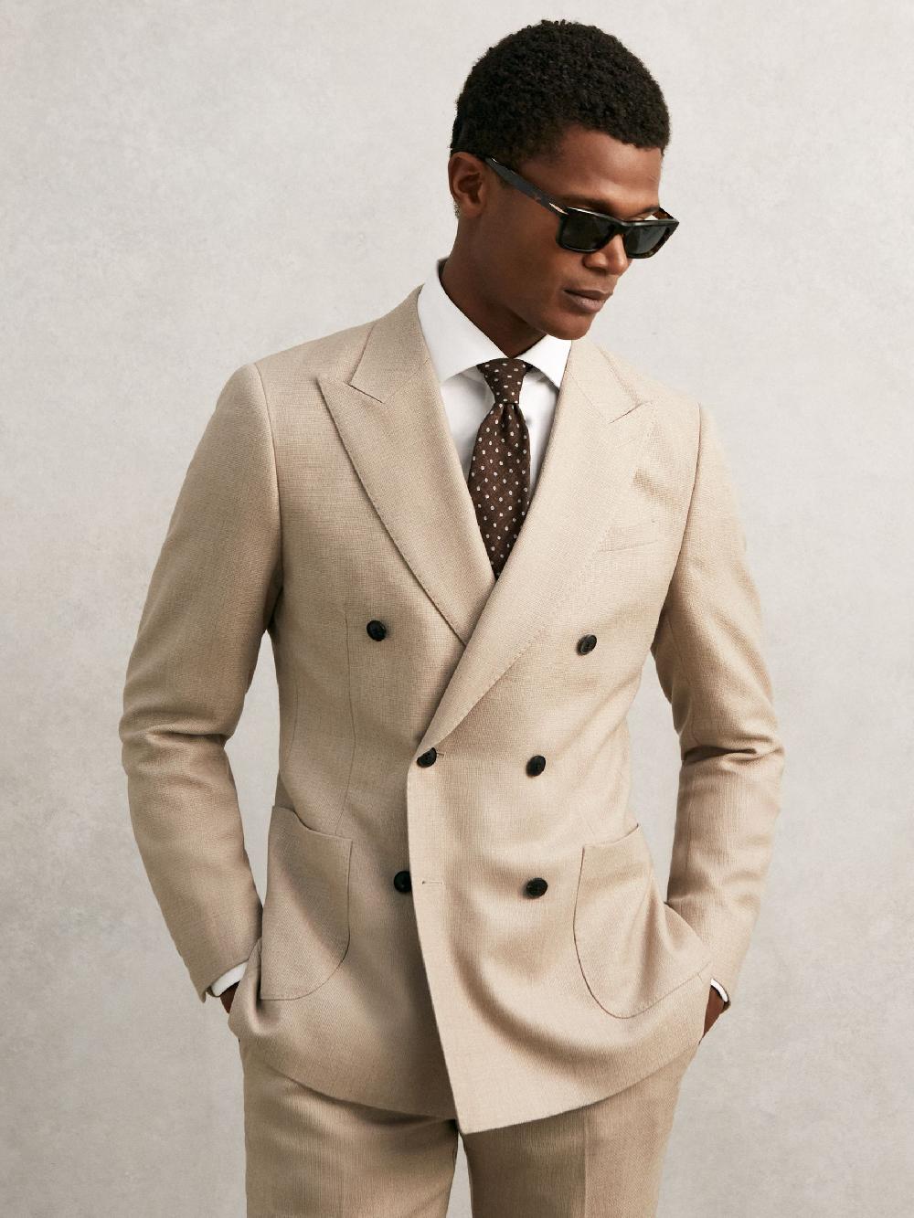 Reiss Wool-Cotton Polka-Dot Tie In Chocolate Brown