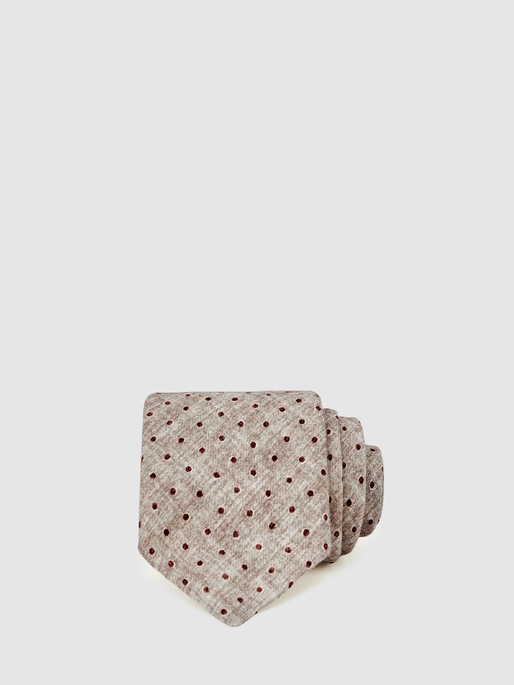 Reiss Wool-Cotton Polka-Dot Tie In Grey Melange