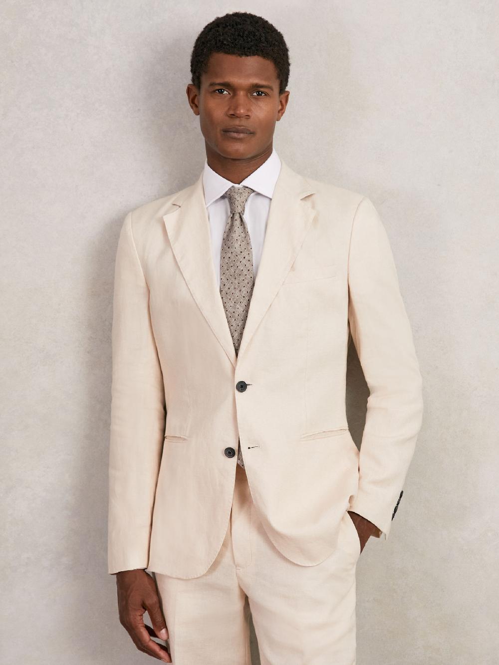 Reiss Wool-Cotton Polka-Dot Tie In Grey Melange