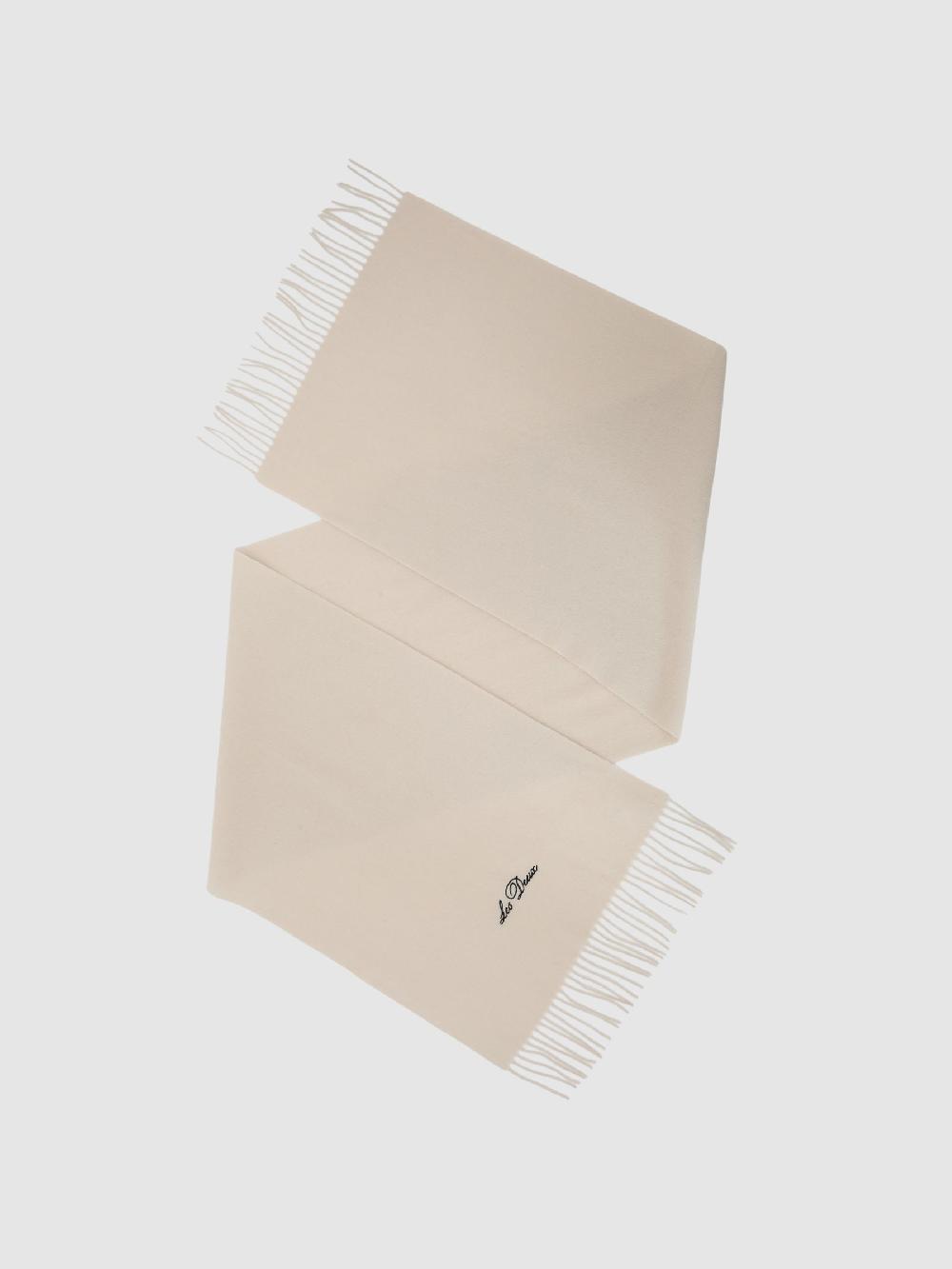 Reiss Wool Logo Embroidered Scarf In Ivory