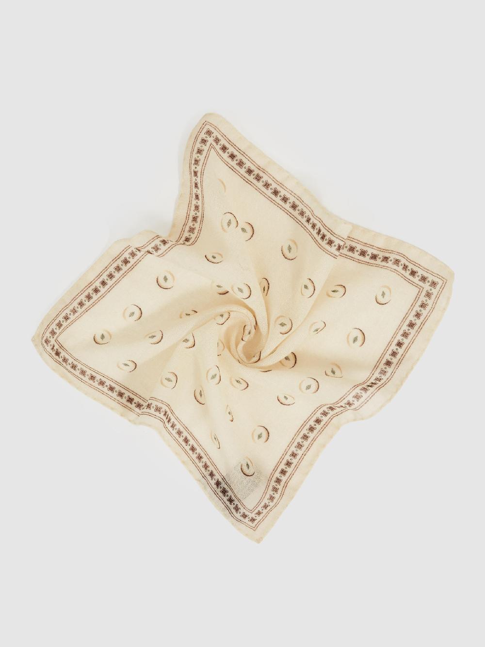 Reiss Wool Motif Print Pocket Square In Off White