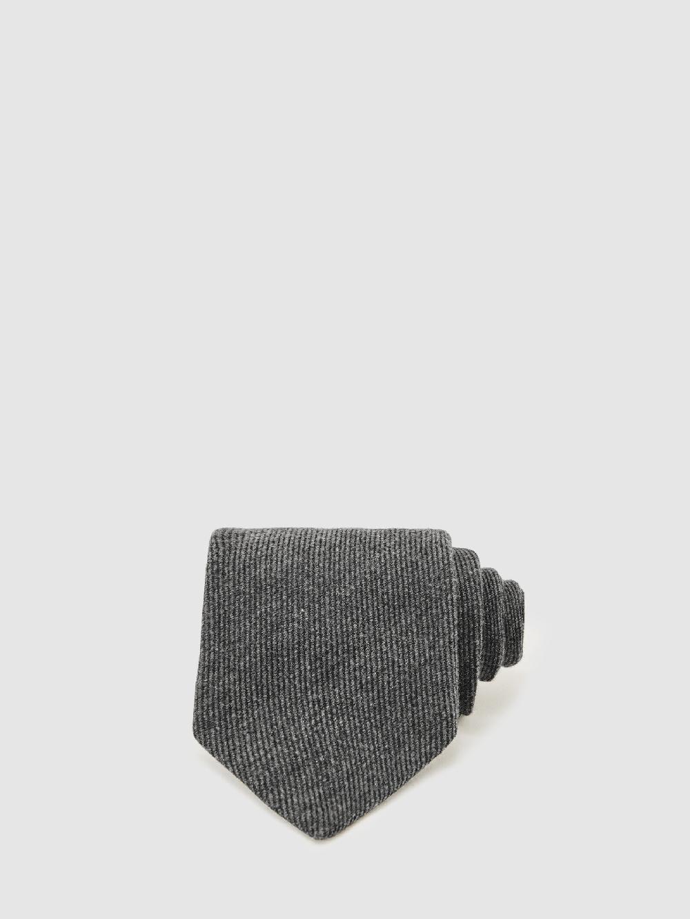 Reiss Wool-Silk Textured Tie In Charcoal