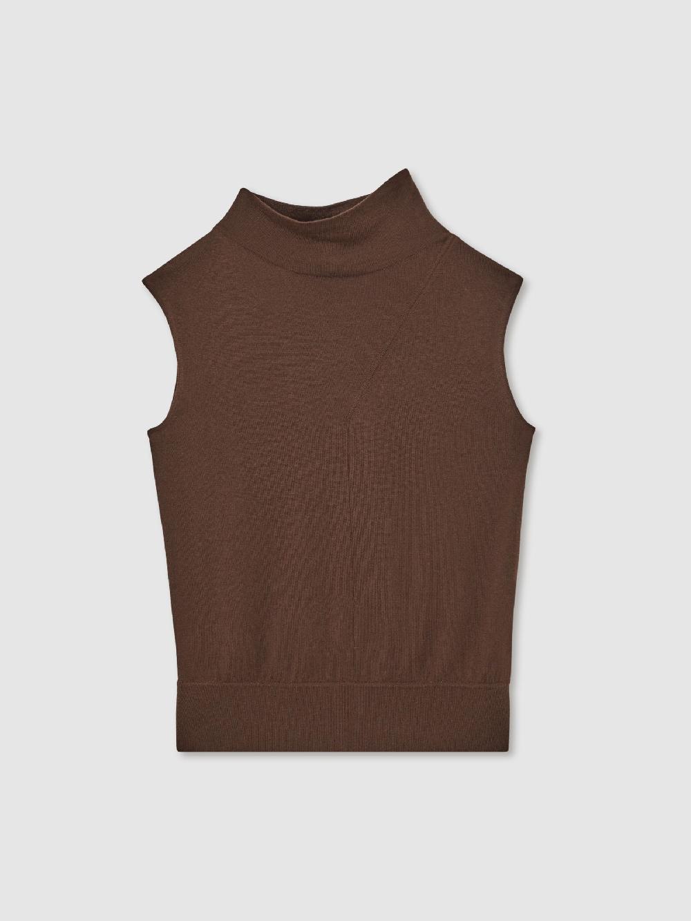 Reiss Wool Slouched Sleeveless Top In Chocolate
