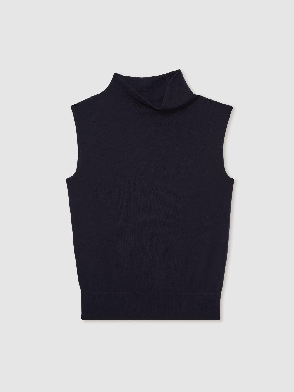 Reiss Wool Slouched Sleeveless Top In Navy