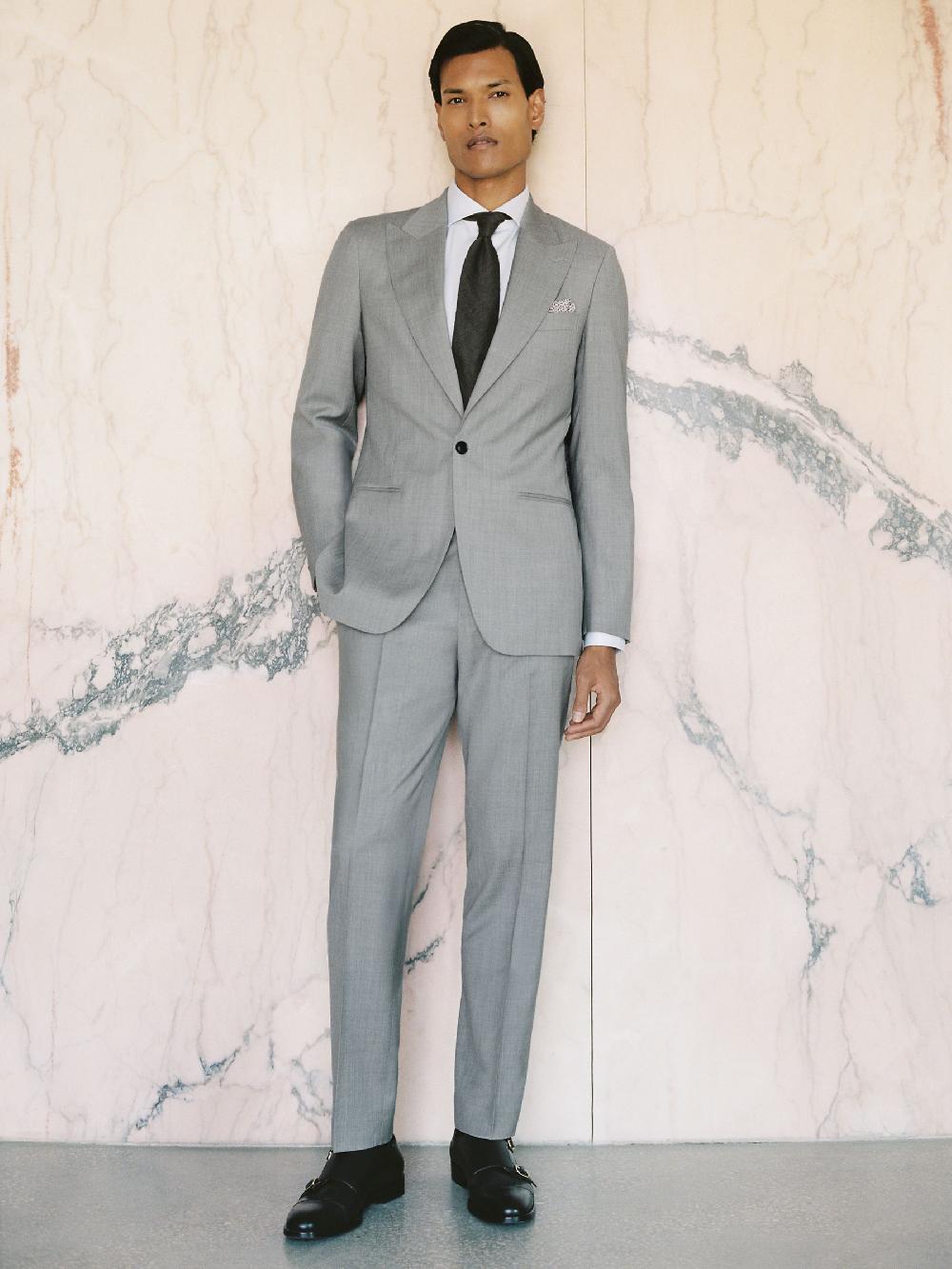 Reiss Wool Tailored-Fit Suit Trousers In Mid Grey