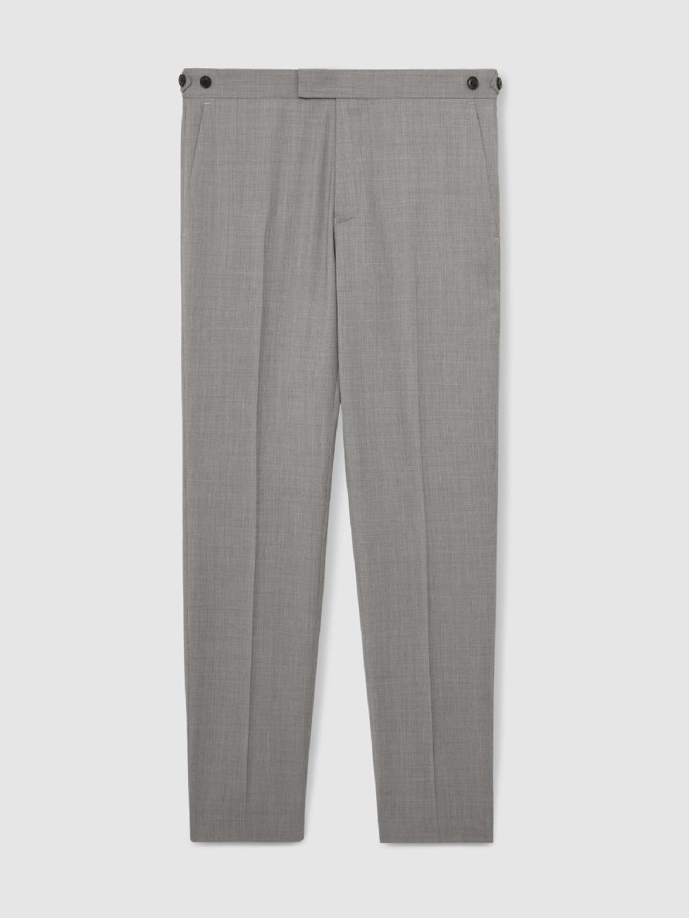 Reiss Wool Tailored-Fit Suit Trousers In Mid Grey