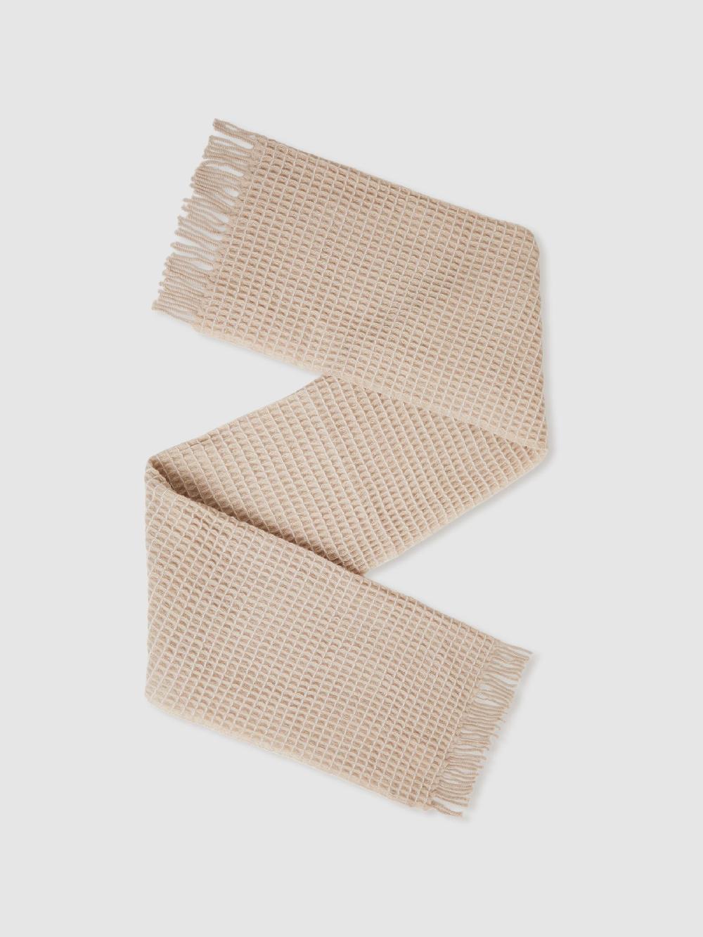 Reiss Wool Waffle Scarf In Neutral