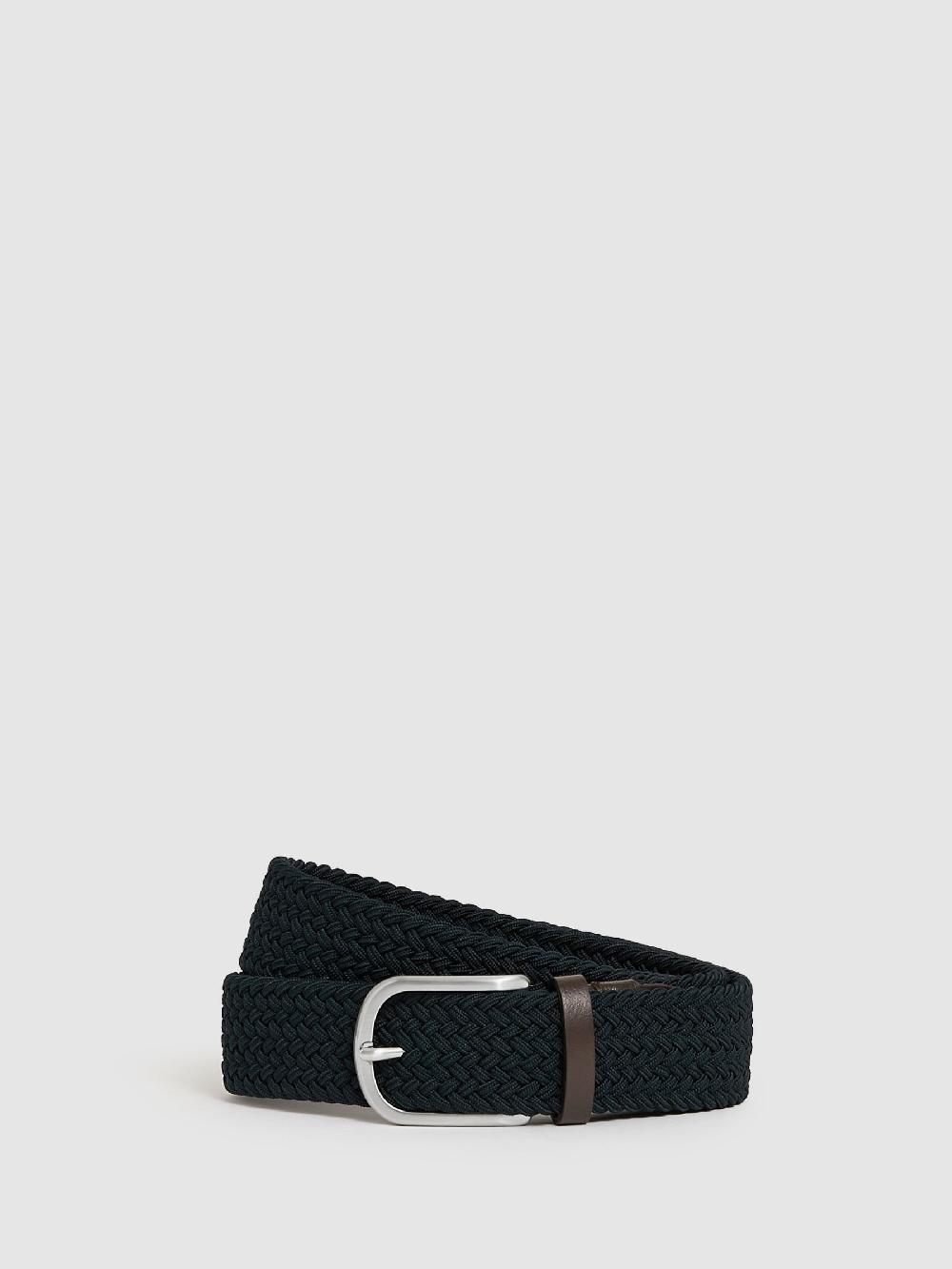 Reiss Woven Belt In Navy