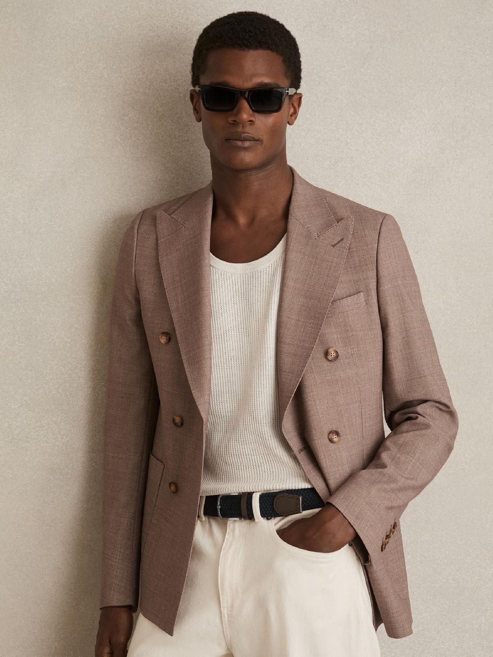 Reiss Woven Belt In Navy