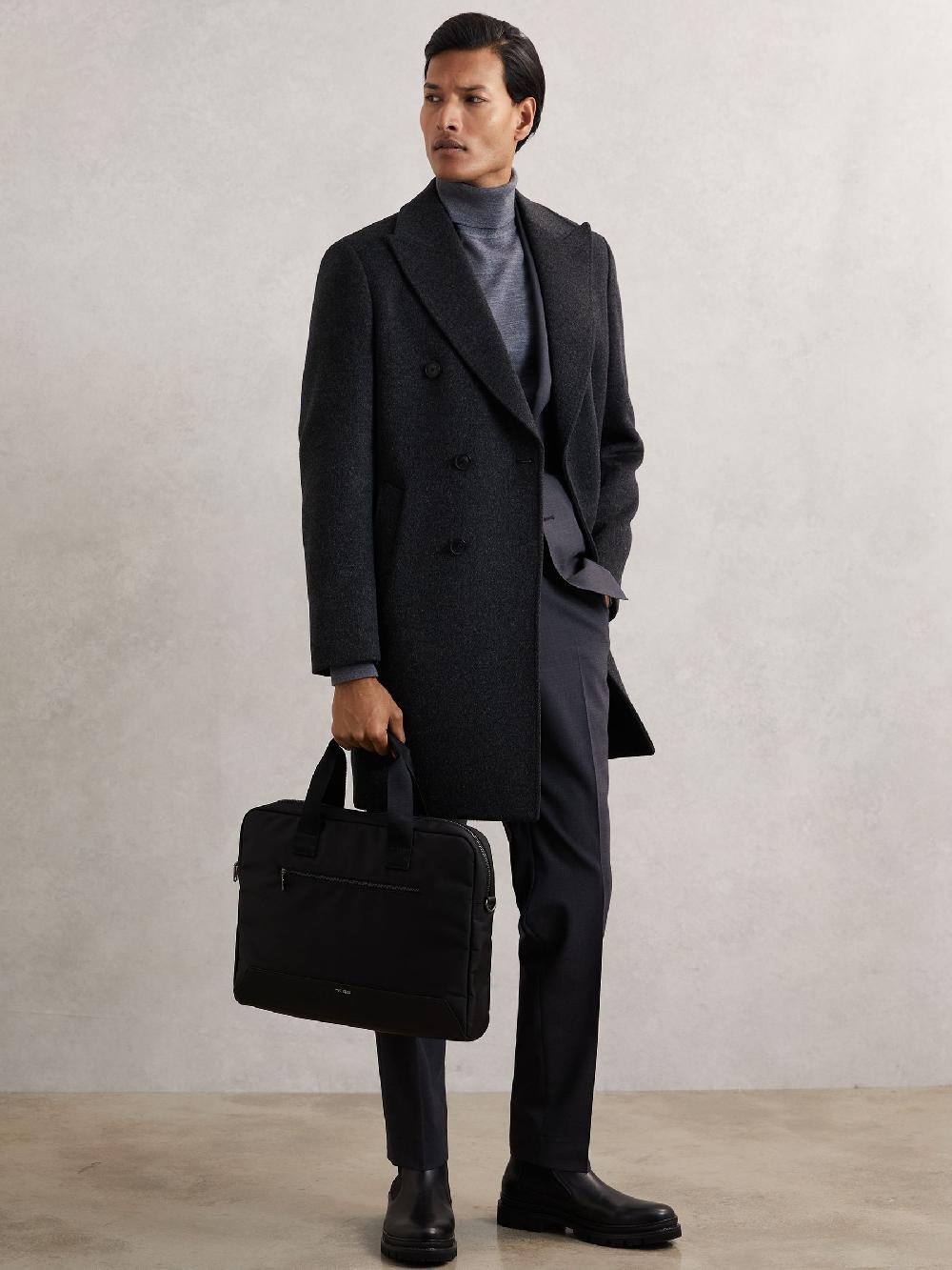 Reiss Woven Briefcase In Black