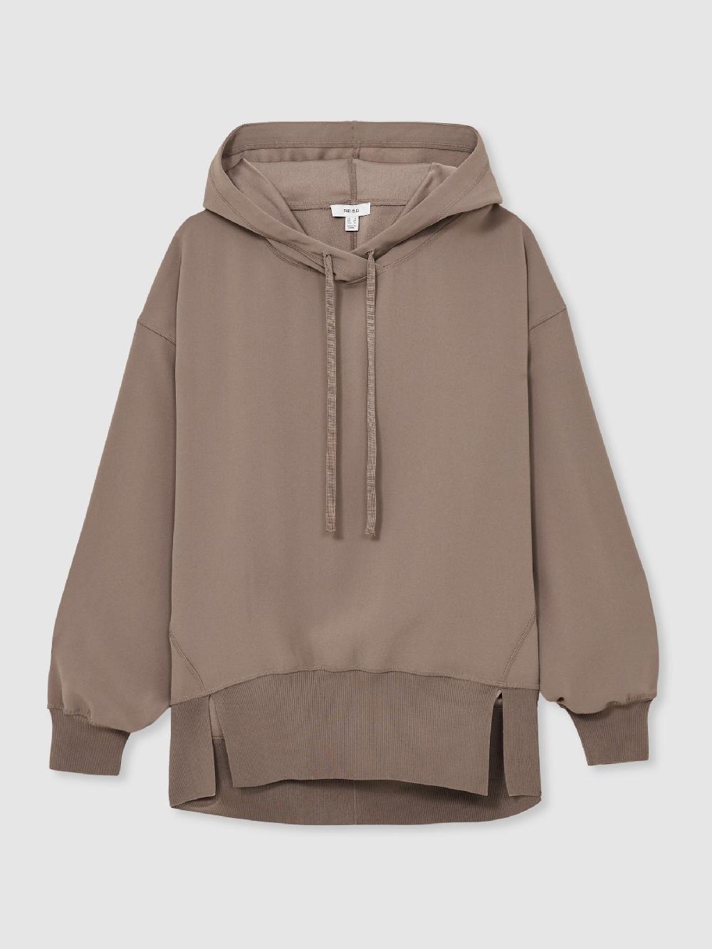 Reiss Woven Hooded Top In Mink