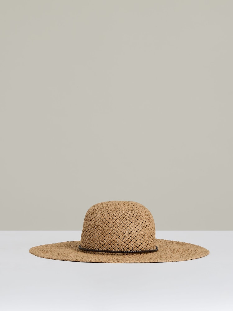 reiss Woven Wide Brim Straw Hat in Natural