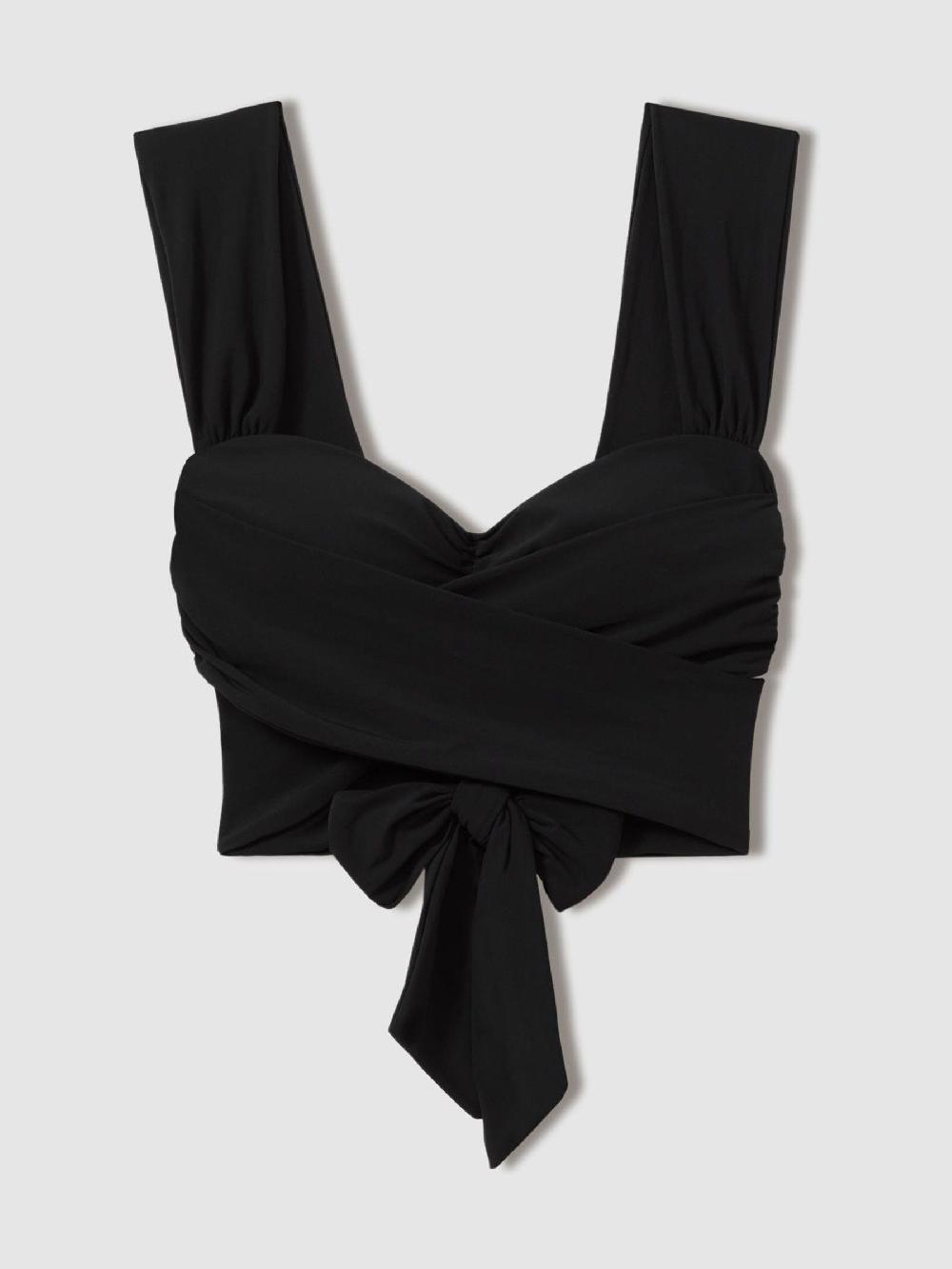 Reiss Wrap Design Bikini Top In Black