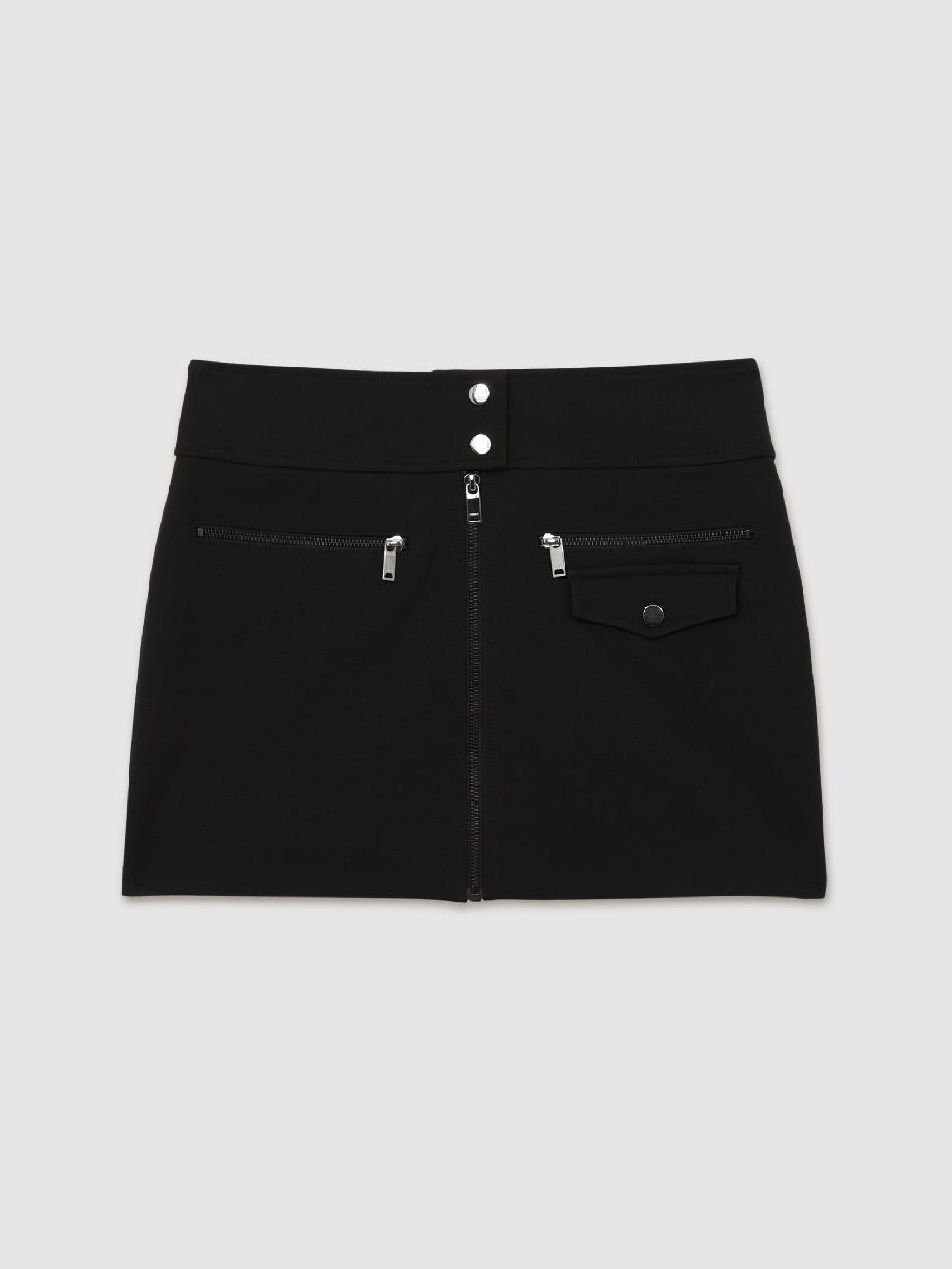 Reiss Zip-Through Ponte Mini Skirt In Black