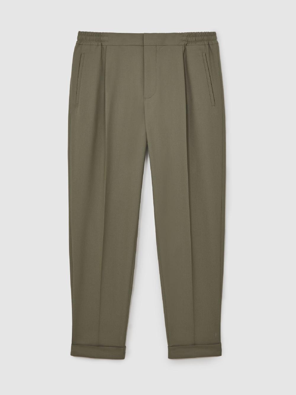 Reiss Relaxed Drawstring Trousers With Turn-Ups In Sage