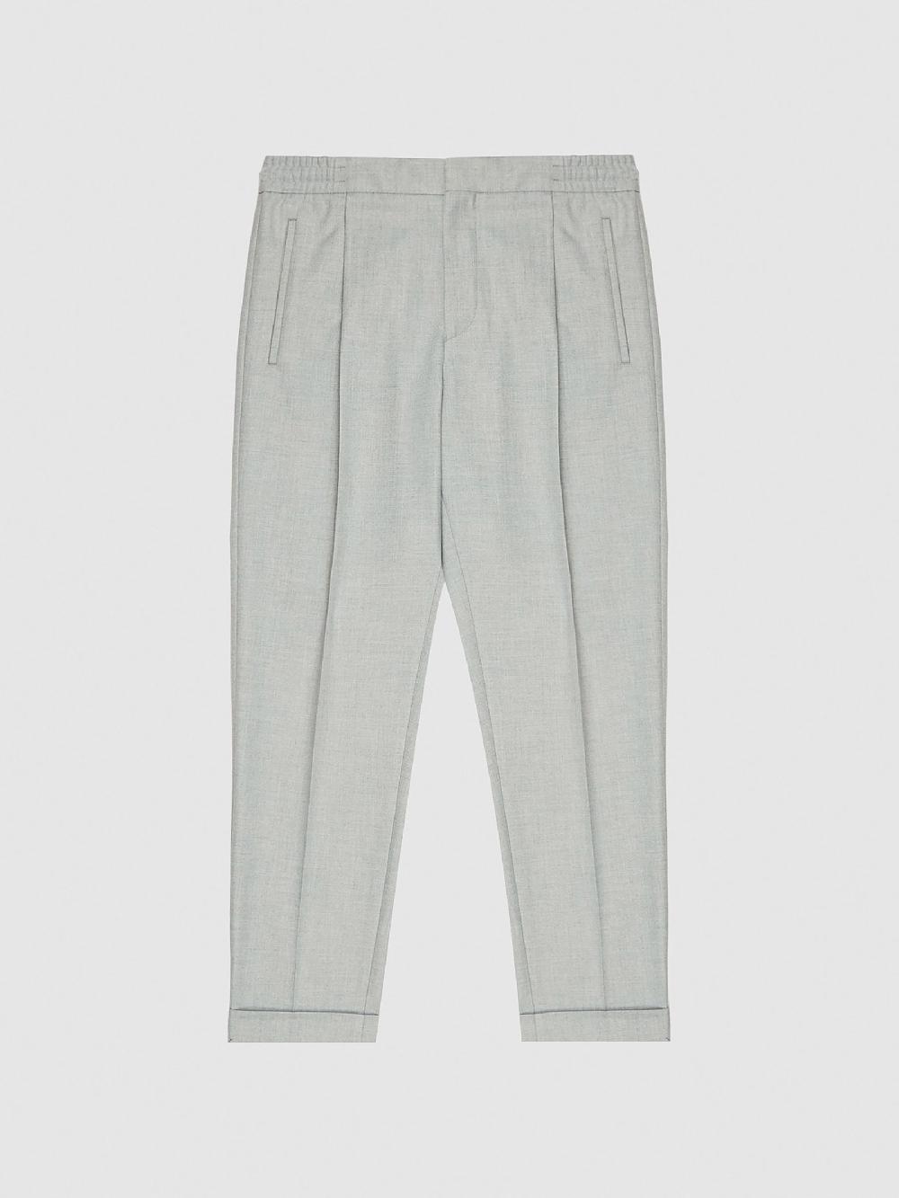 Reiss Relaxed Drawstring Trousers With Turn-Ups In Soft Grey