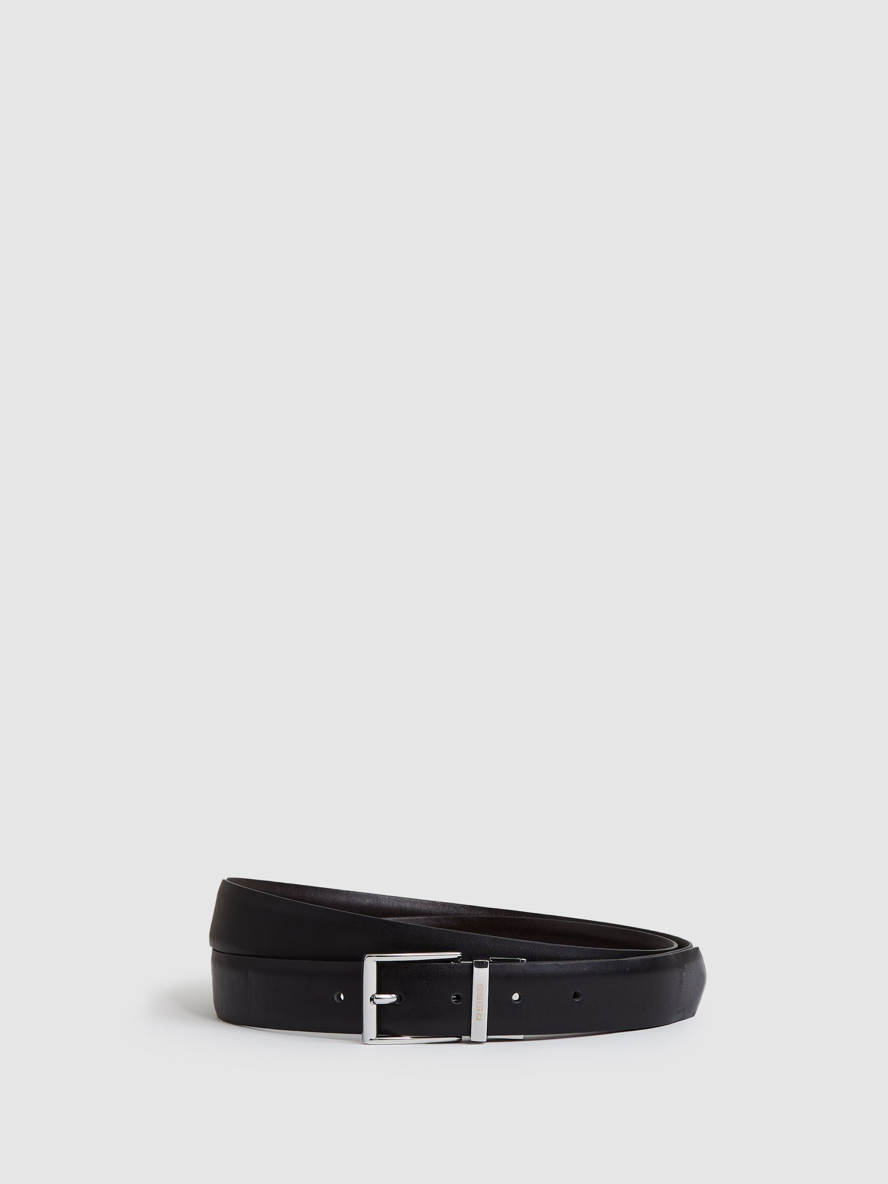 Reiss Reversible Leather Belt With Interchangeable Buckle In Black/Brown