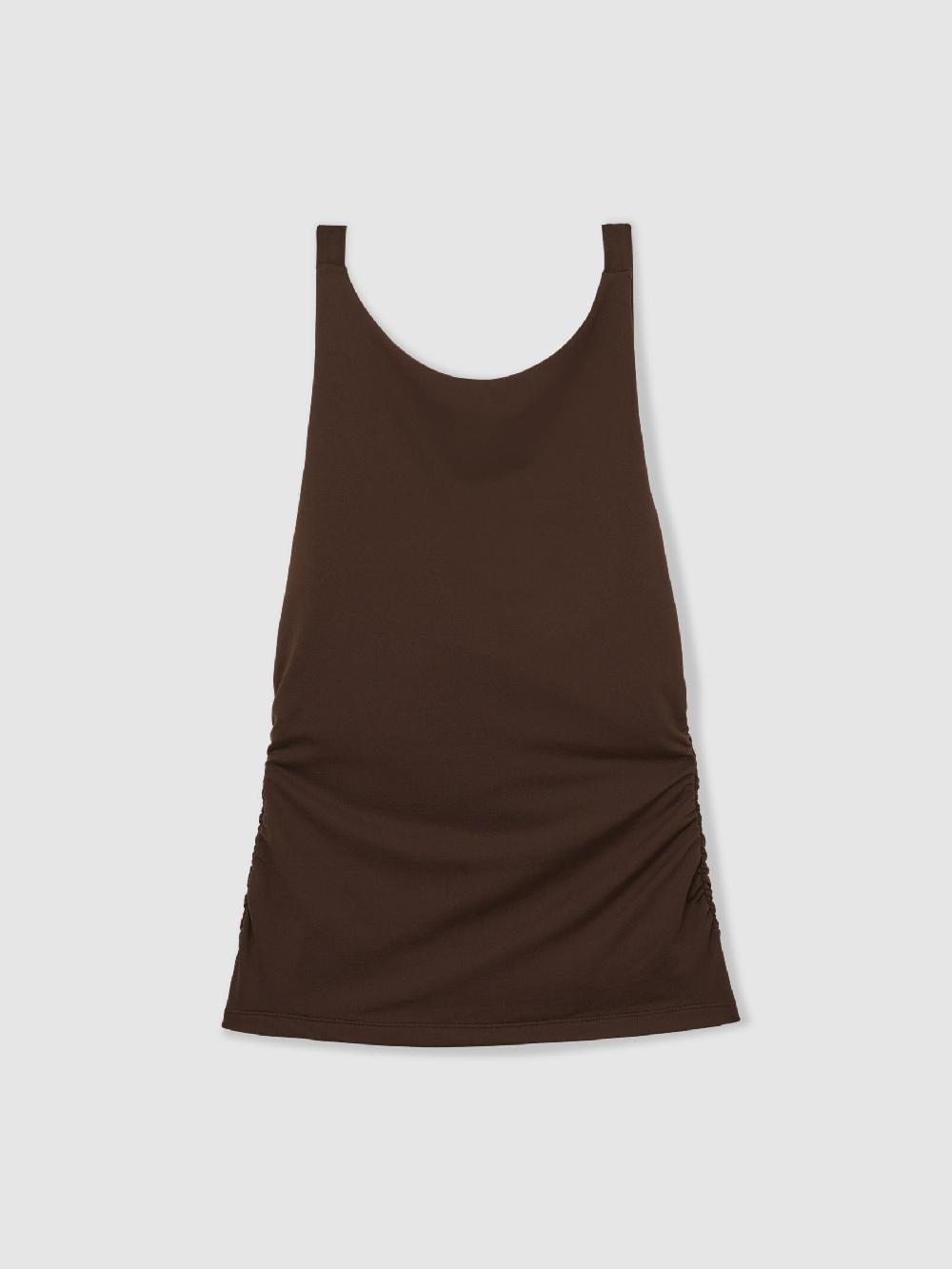 Reiss Ruched Jersey Cowl Back Vest In Chocolate Brown
