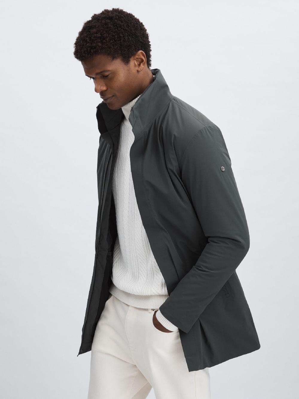 Reiss Scandinavian Edition Padded Wool Parka In Dark Olive