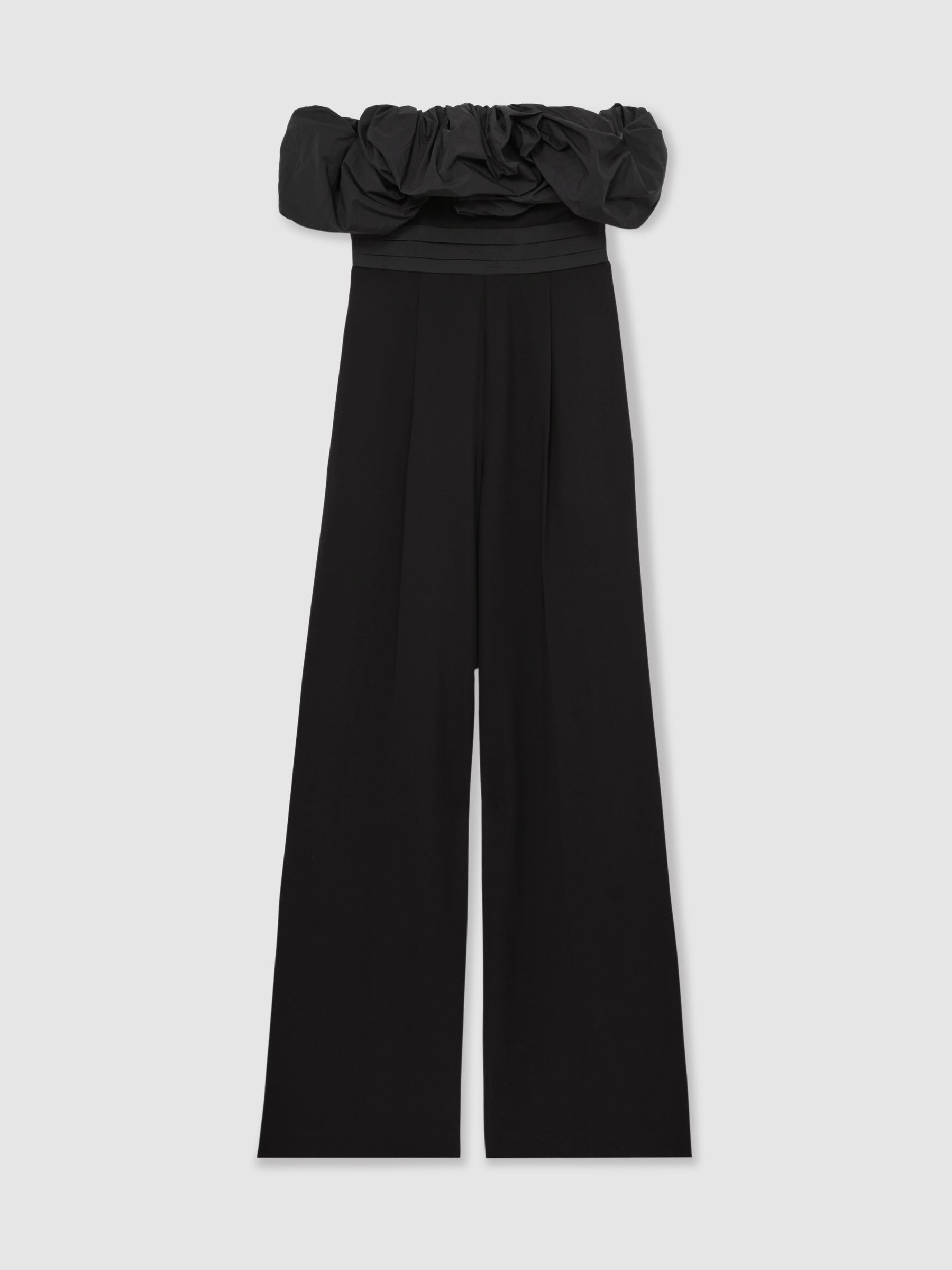 Reiss Sculptural Strapless Wide-Leg Jumpsuit In Black