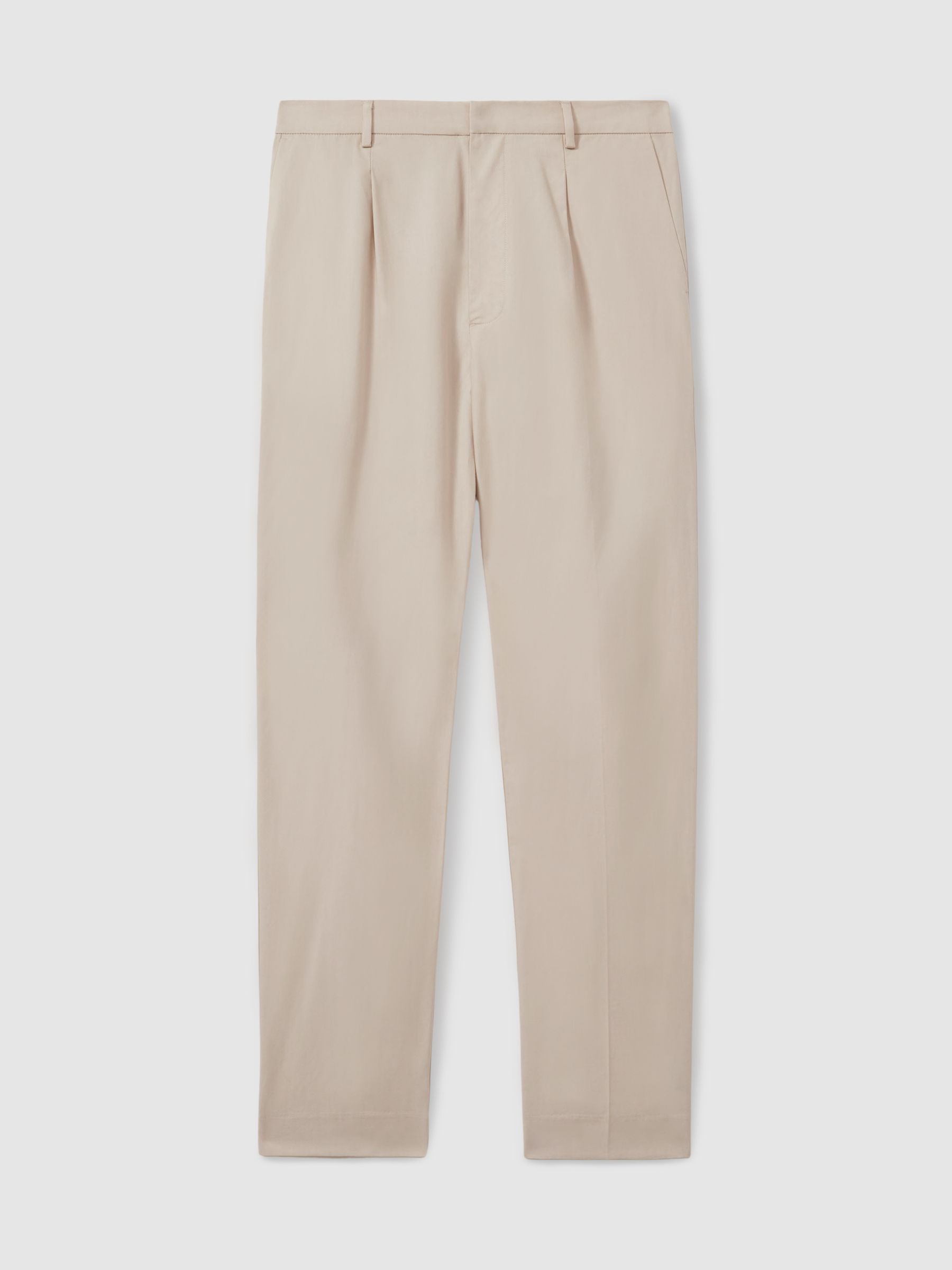Reiss Shultz Light Khaki Paige Cotton-Lyocell Straight Leg Trousers