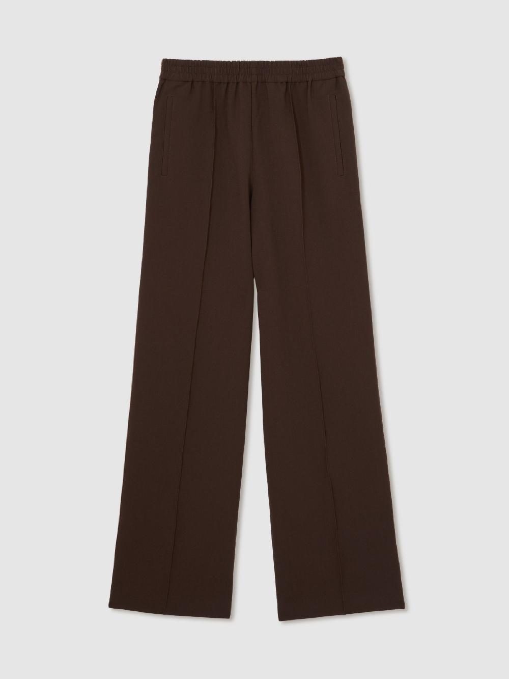 Reiss Side-Stripe Wide-Leg Trousers In Chocolate Brown