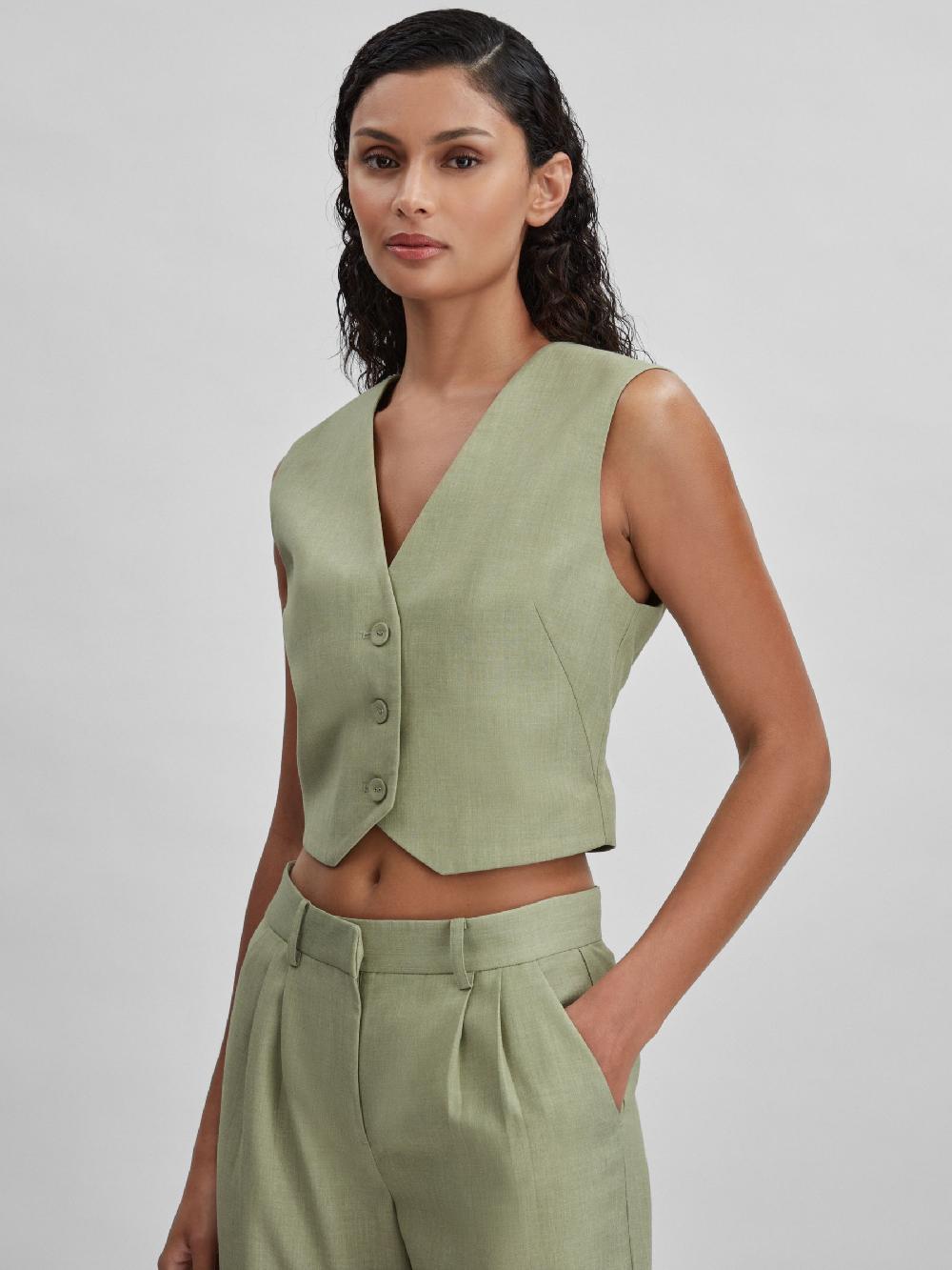 Reiss Significant Other Adjustable Single-Breasted Waistcoat In Sage