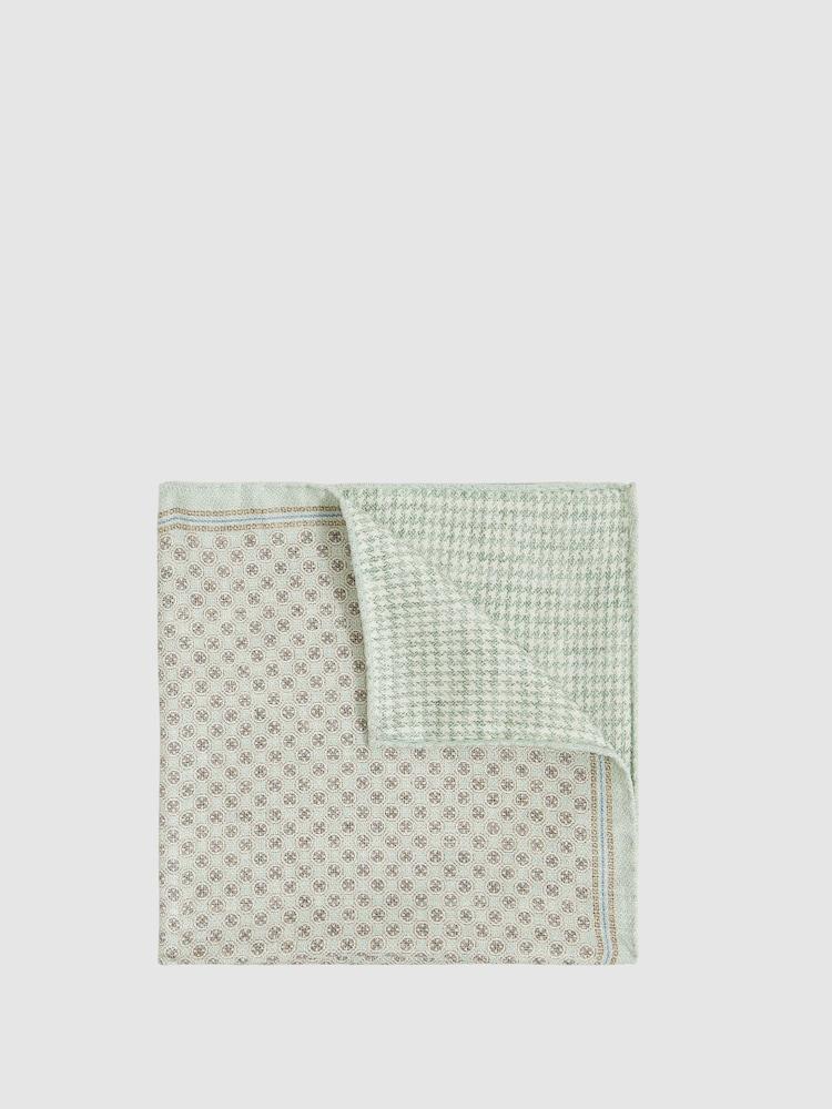 reiss Silk Medallion-Print Pocket Square in Soft Sage