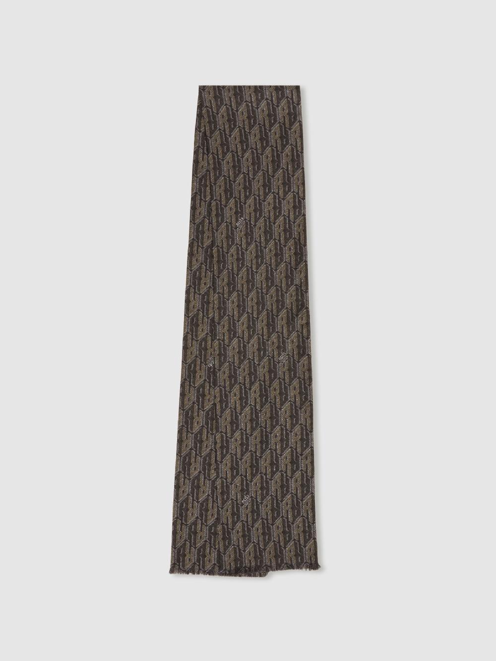 Reiss Silk-Twill Monogram-Jacquard Dress Scarf In Dark Multi