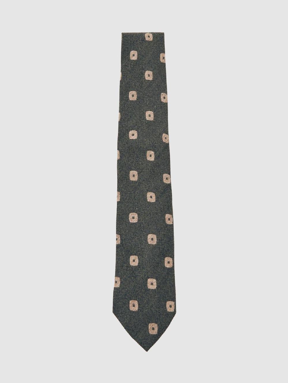 Reiss Silk-Wool Square-Medallion Tie In Forest Green