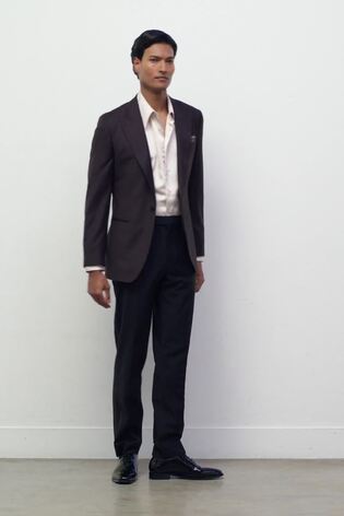 Reiss Single-Breasted Polka-Dot Blazer Classic-Fit Wool-Blend In Brown