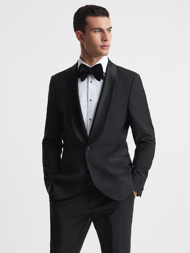 reiss Single-Breasted Shawl-Lapel Tuxedo Jacket Slim-Fit in Black
