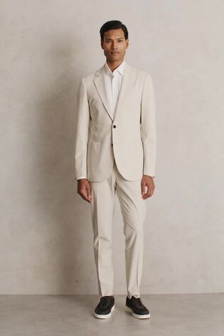 Reiss Single-Breasted Stretch Suit Blazer Slim-Fit In Stone