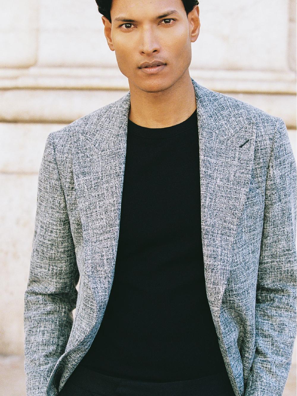 Reiss Single-Breasted Textured Mélange Blazer Tailored-Fit In Navy Melange