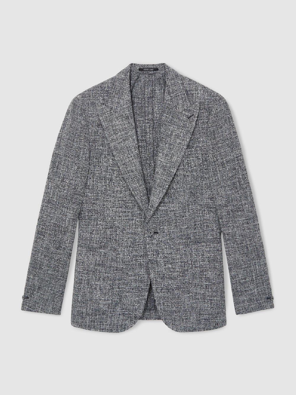 Reiss Single-Breasted Textured Mélange Blazer Tailored-Fit In Navy Melange