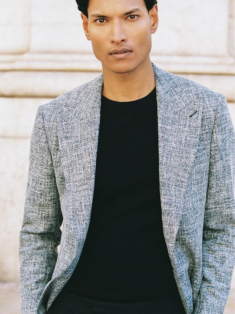 reiss Single-Breasted Textured Mélange Blazer Tailored-Fit in Navy Melange