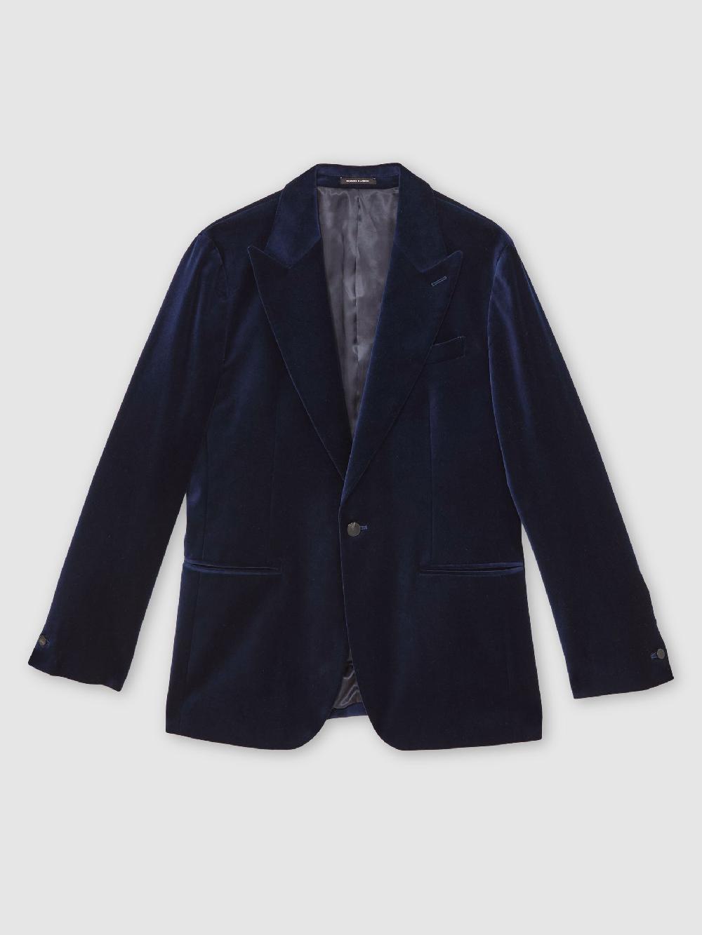 Reiss Single-Breasted Velvet Blazer Tailored-Fit In Bright Blue