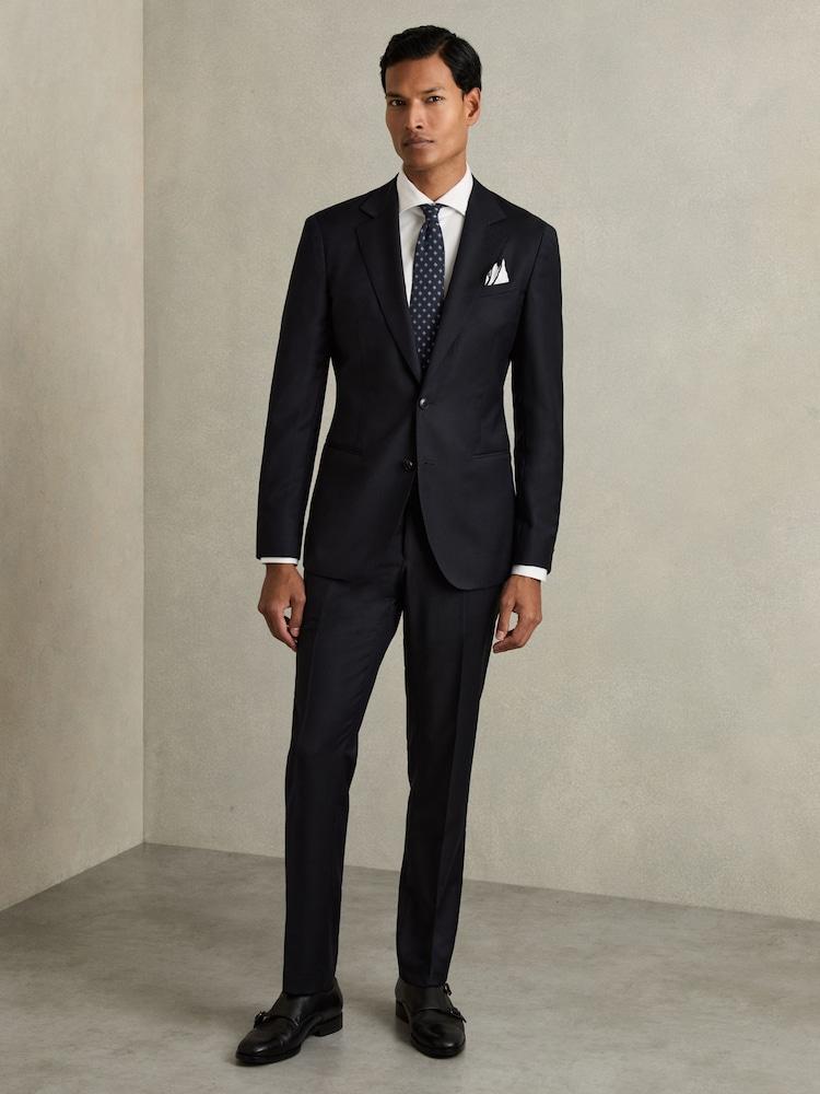 reiss Single Breasted Wool Suit Jacket Slim-Fit in Navy