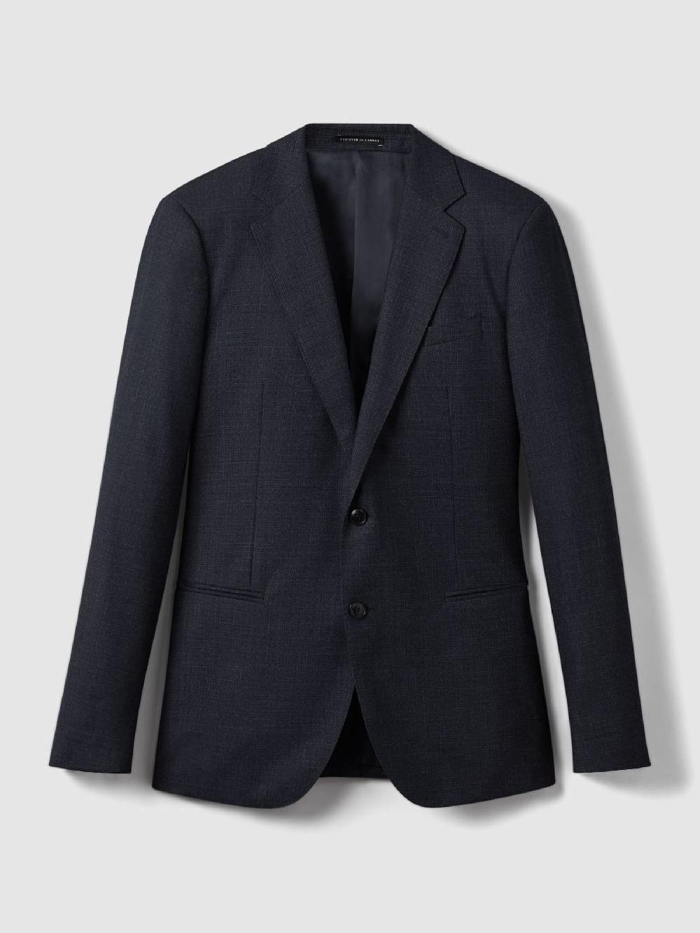 Reiss Single Breasted Wool Suit Slim Fit Blazer In Navy