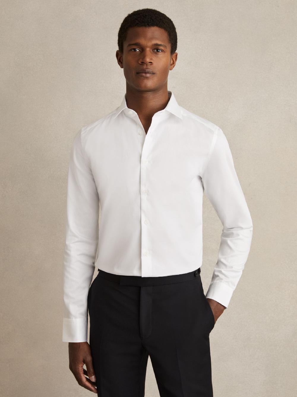 Reiss Slim Fit Cotton Sateen Slim-Fit Shirt In White