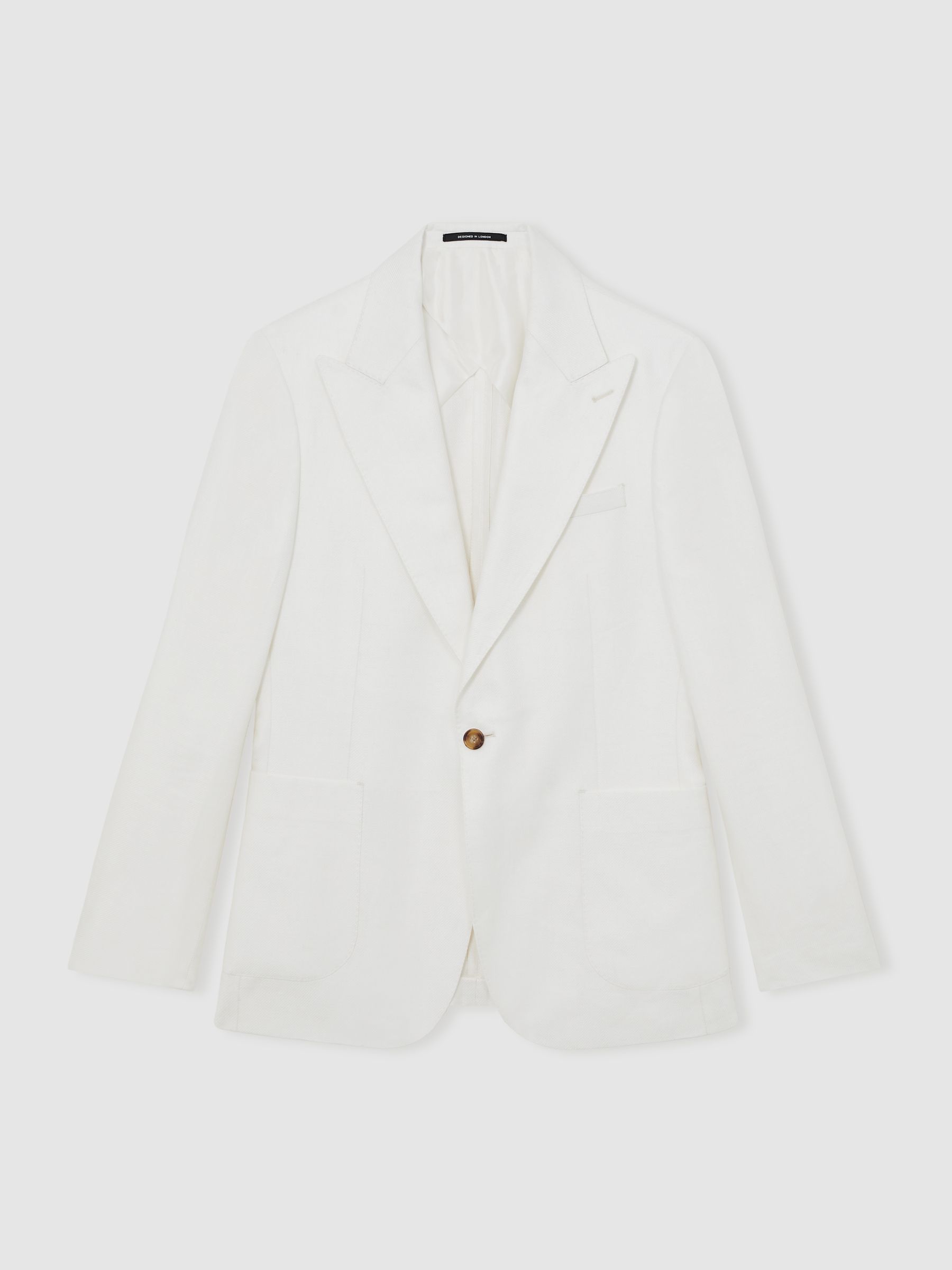 Reiss Slim Fit Lyocell Linen Single Breasted Suit Blazer In White