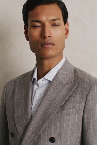 Reiss Slim-Fit Pinstripe Suit Trousers In Soft Grey