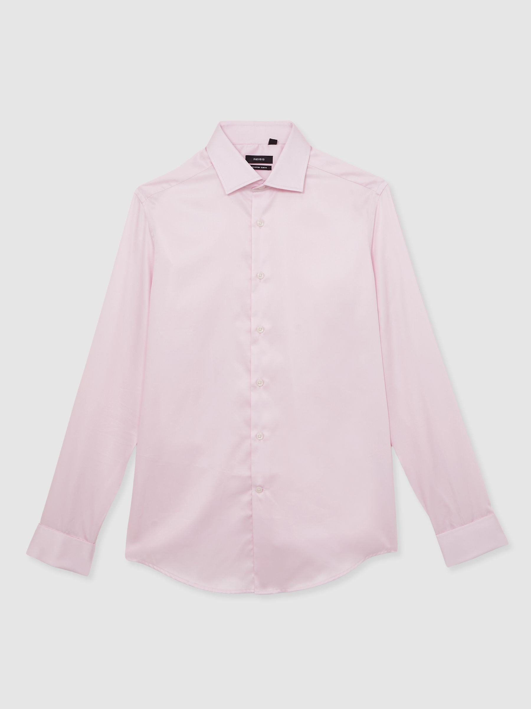 Reiss Slim Fit Regular-Fit Cotton-Satin Stripe Shirt In Pink