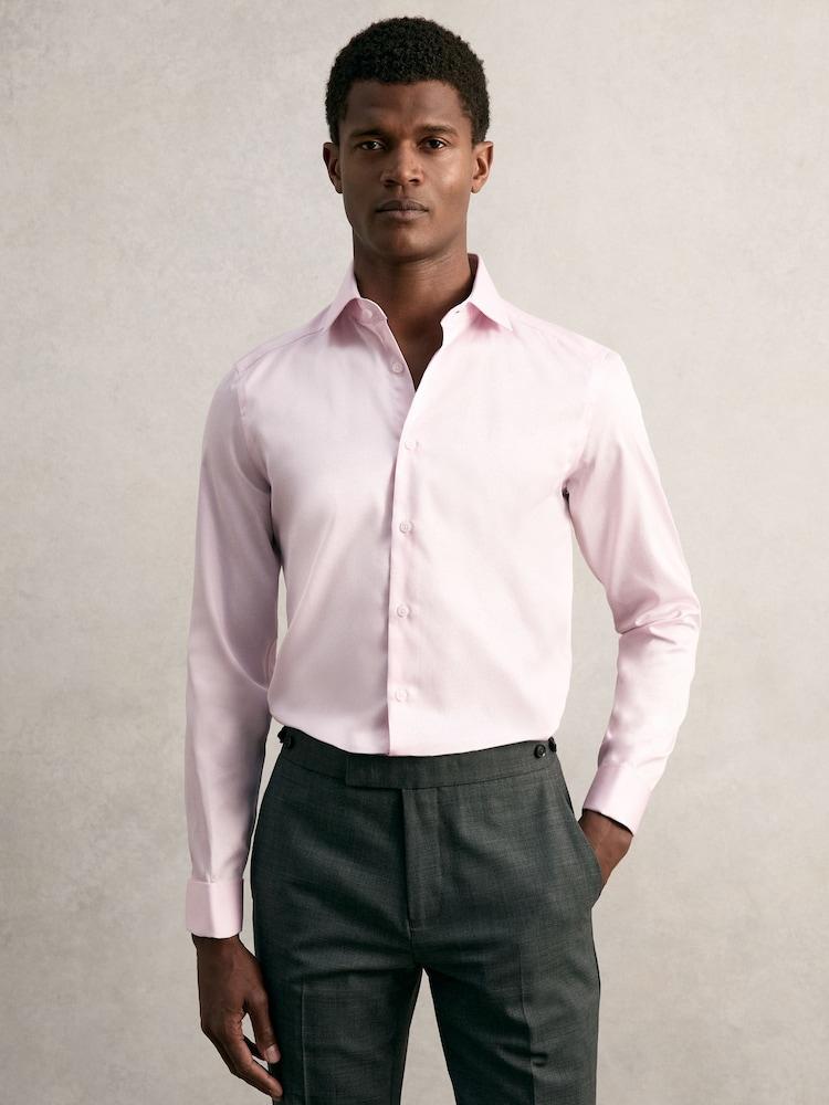 reiss Slim Fit Regular-Fit Cotton-Satin Stripe Shirt in Pink